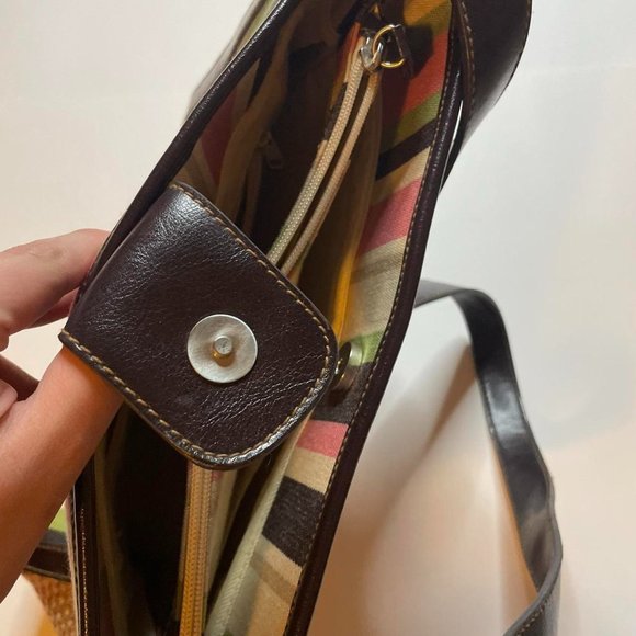 Adorable Vintage Relic Pastel and Brown Leather Purse - Picture 4 of 4